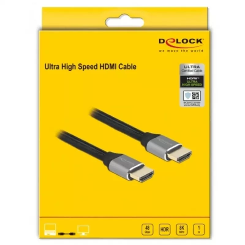 Cable HDMI DeLOCK Ultra High Speed 48 Gbps 8K 60 Hz gris 1 m