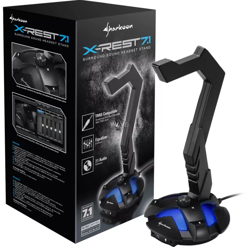 Soporte activo para auriculares Sharkoon X-Rest 7.1