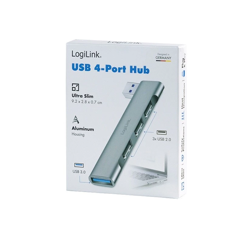 Hub LogiLink USB 3.2 Gen1 4 puertos USB-A 1x USB3.0 AF 3x USB2.0 AF UA0436