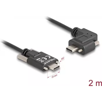 Cable DeLOCK USB 2.0 USB Type-C macho a USB Type-C macho en ángulo izquierda/derecha PD 3.0 60W 2 m