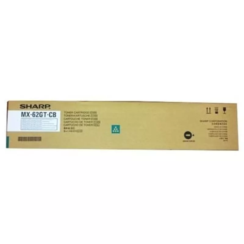 Cartucho de tóner Sharp MX62GTCB 1 ud. original cian