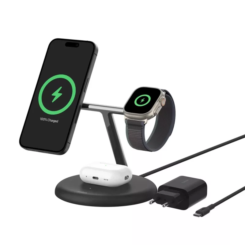 Cargador Belkin WIZ023VFBK Interior USB Inalámbrico para auriculares Smartphone Smartwatch Negro