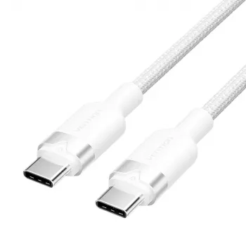 Cable USB-C a USB-C Vention TRDWF — 1 m, USB 2.0, 60 W Power Delivery, 3 A, blanco