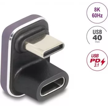 Adaptador USB-C DELOCK 60737 180° 40 Gbit/s 240 W – adaptador de datos y corriente de alta velocidad en ángulo recto
