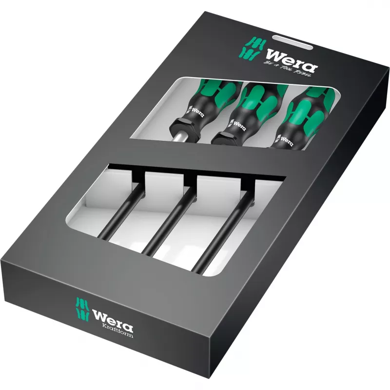 391/3 Set de destornilladores para abrazaderas de manguera negro/verde, 3 piezas, con vástago flexible