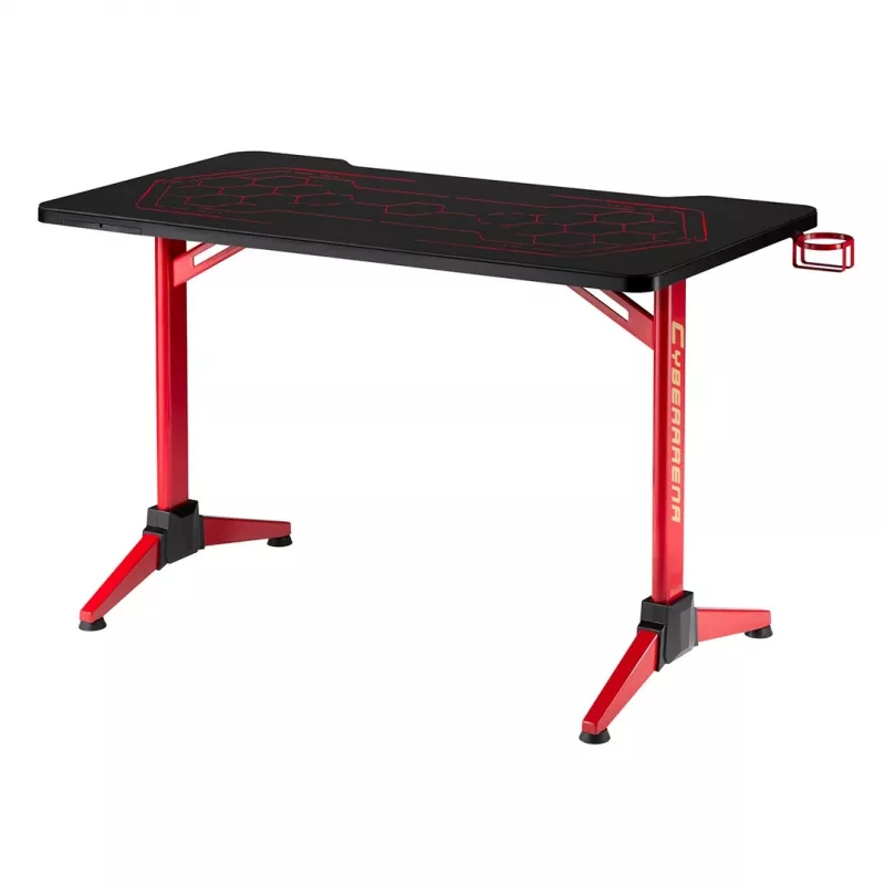 Mesa gaming MACLEAN RS163 RGB LED, gran superficie de trabajo, carga máx. 100 kg, altura máx. 760 mm