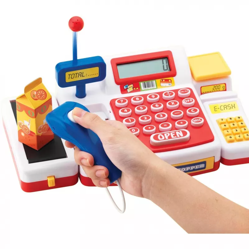 Playset Simba‑Dickie Caja registradora de supermercado con escáner Modelo 104525700, Set de caja registradora de juguete