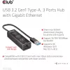 Hub USB CLUB3D USB 3.2 Gen1 Type-A con 3 puertos y Gigabit Ethernet