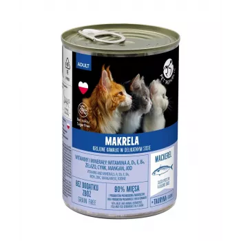 Comida húmeda para gatos PetRepublic trozos en salsa con caballa 400 g — comida para gatos en lata