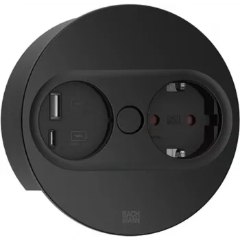 Unidad de enchufe tipo F + USB A + USB C Bachmann 946.204 acero inoxidable