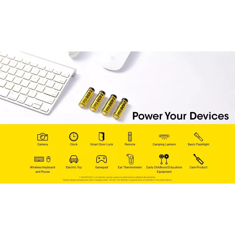 Pack de 4 baterías recargables Li-Ion AA 1,5V Nitecore NH2400 2400mAh