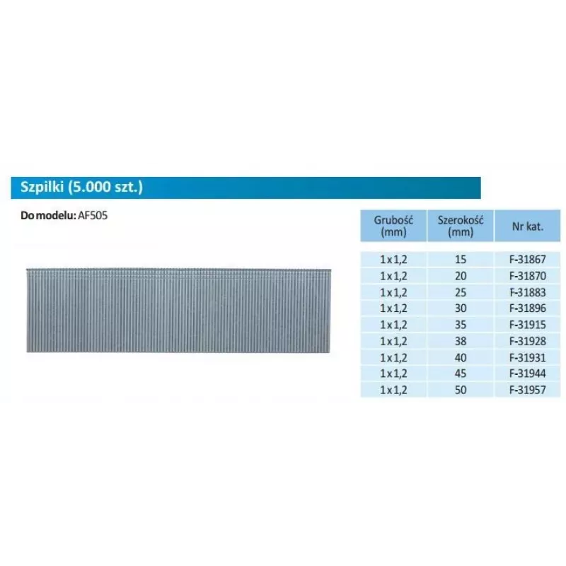 Makita F-31957 Clavos Brad, 1,2 x 50 mm, 5000 uds.