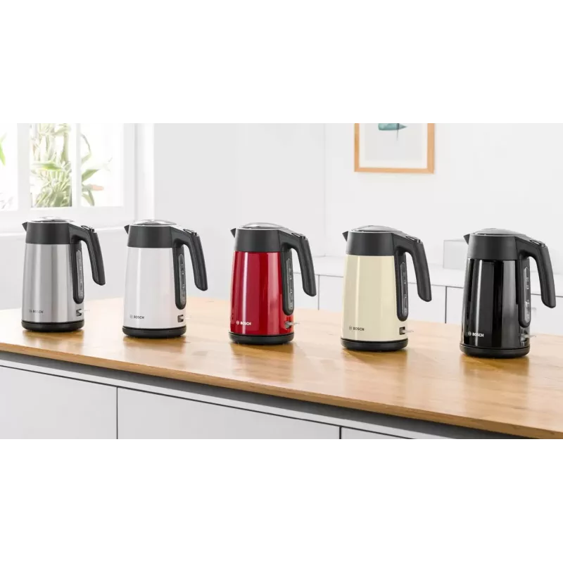 Hervidor eléctrico Bosch TWK7L464 – capacidad 1,7 L, 2400 W, rojo, carcasa de plástico