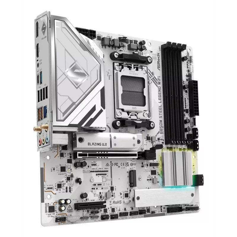 Placa base ASRock B850M Steel Legend WiFi — AMD B850, socket AM5, microATX, DDR5, 4 DIMM, Wi-Fi 7, 2.5Gb LAN
