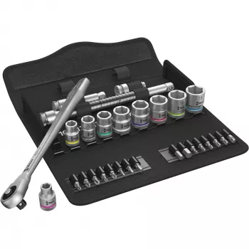 Wera 8100 SB 7 - set de vasos - negro - cromo - CE - mango de carraca - 1 unidad(es) - 3/8