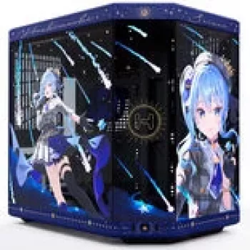 Caja de ordenador HYTE Y70 Hoshimachi Suisei azul cristal templado — caja mid-tower ATX con paneles de cristal templado