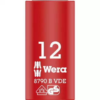 Vaso de carraca Zyklop VDE, 12mm, 3/8 rojo/amarillo, aislado hasta 1.000 voltios