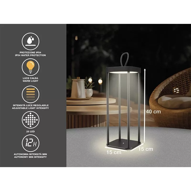 Linterna recargable Beper P207ILI100 — negra, iluminación LED portátil