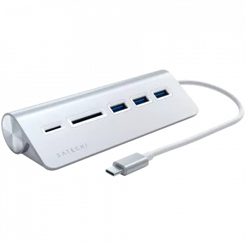 Satechi Type-C Hub USB y lector de tarjetas de aluminio, plata, ST-TCHCRS