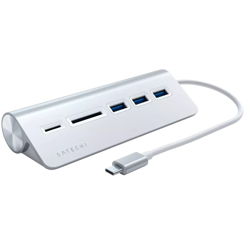 Satechi Type-C Hub USB y lector de tarjetas de aluminio, plata, ST-TCHCRS