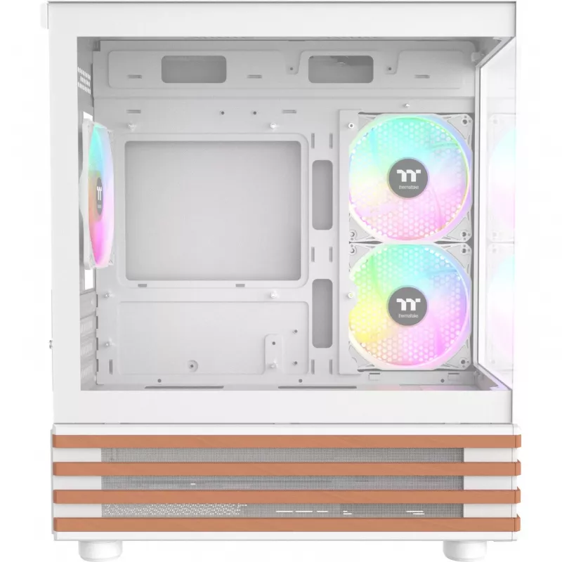 Caja de PC Micro Tower THERMALTAKE View 170 WS ARGB Snow — Micro ATX, blanca, 2x120mm lateral, 1x120mm trasero, fuente de alimentación abajo, compatible con 2,5 pulgadas/3,5 pulgadas