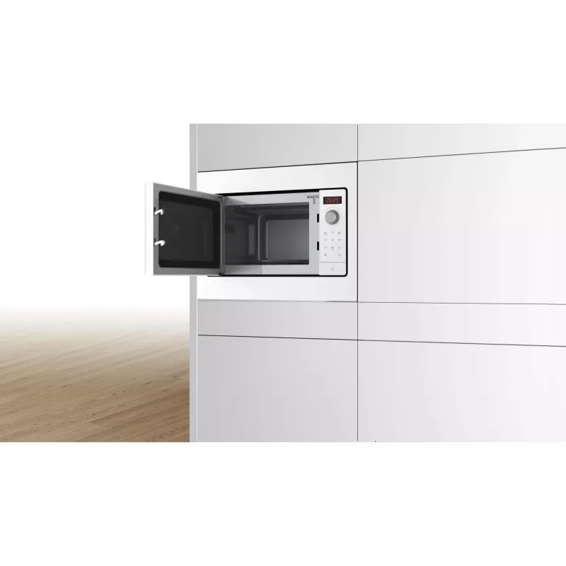 Microondas de encastre solo Bosch BFL523MW3, 800 W, 20 L, blanco, táctil y mando giratorio