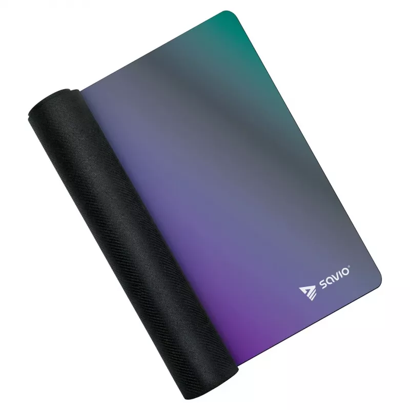 Alfombrilla de ratón gaming SAVIO Super Speed L Prism Edition — 700×300×3 mm, morada, bordes cosidos, base antideslizante
