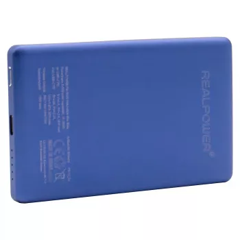 Batería portátil RealPower PB-5000 MAG 5000 mAh con carga inalámbrica compatible con MagSafe, USB-C, 20 W de potencia de salida, azul