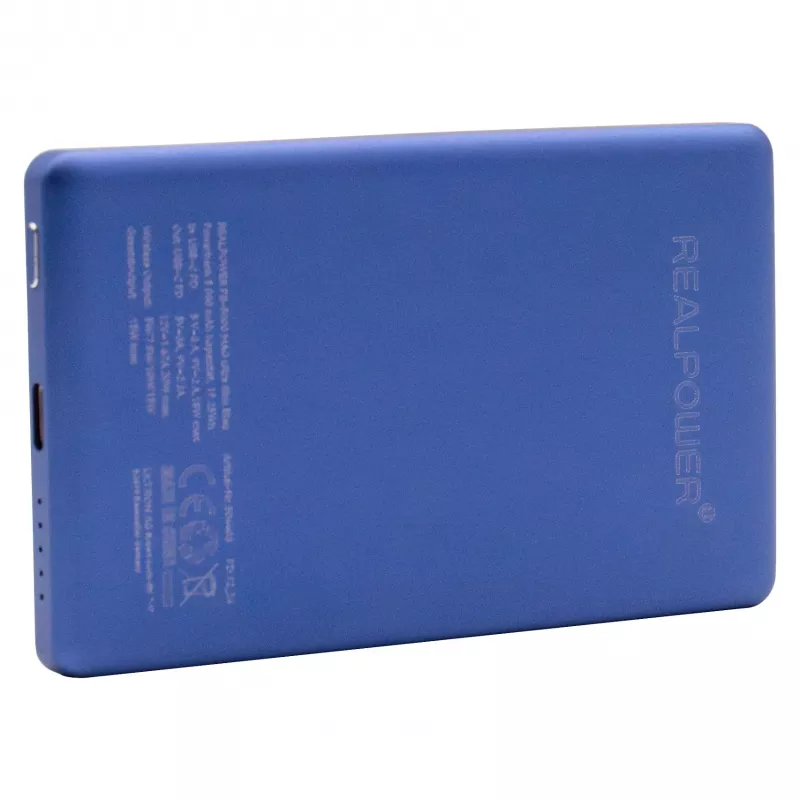 RealPower PB-5000 MAG batería externa 5000 mAh, carga inalámbrica compatible con MagSafe, USB-C, 20 W, ultrafina, azul