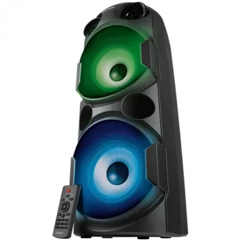 SVEN PS-750 2x40W; pantalla LED; TWS; radio FM; AUX; soporte USB/tarjetas SD; iluminación; entrada de micrófono (karaoke); mando a distancia; ecualizador integrado