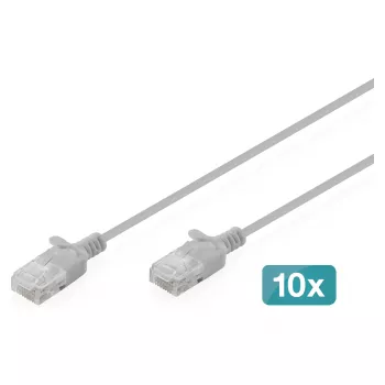 Cable de red DIGITUS CAT 6 U-UTP fino, 3 m, gris, pack de 10