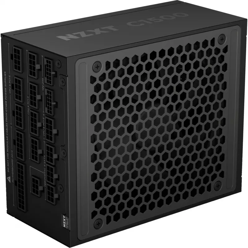 C1500 Platinum, fuente de alimentación para PC negra, 1x conector de tarjeta gráfica de 16 pines, 6x PCIe, gestión de cables, 1500 vatios