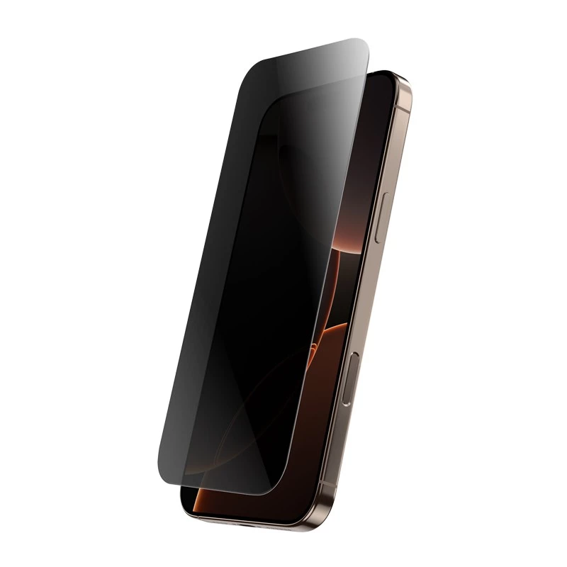 Cristal templado con privacidad Crong para iPhone 16 Pro Max — antirreflejos, resistente a arañazos