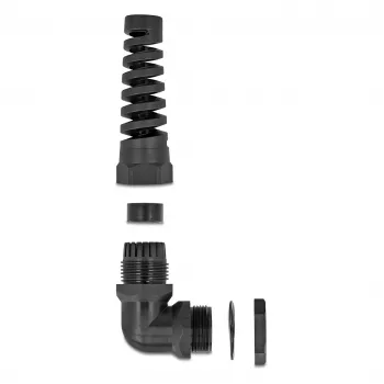 Prensaestopas DeLOCK 90° acodado PG21 negro alivio de tracción