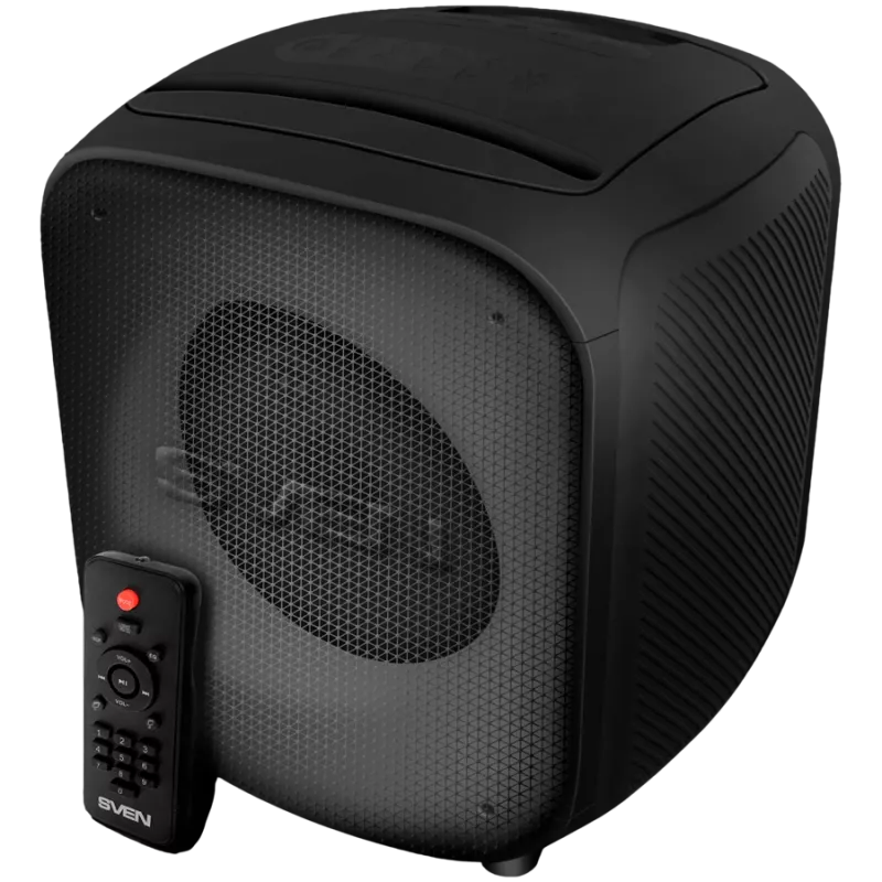 Altavoz SVEN PS-555, negro, potencia de salida 65 W (RMS), TWS, Bluetooth, USB, microSD, mando a distancia, batería de litio