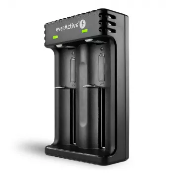 Cargador de pilas everActive LC200 Hogar USB, 2 compartimentos, Li-Ion, compatible con A/AA/AAA/AAAA/C/D, entrada 5 V, salida 4,2 V, negro