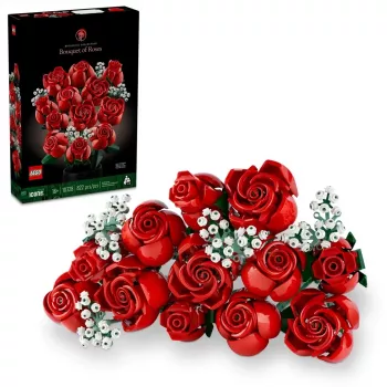 LEGO Icons Ramo de rosas, set de flores artificiales para adultos, colección botánica, accesorios de decoración, regalo de San Valentín para mujeres