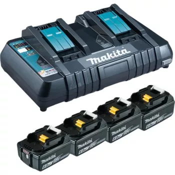Makita DC18RD - Cargador + batería 4 x - Li-Ion - 6 Ah - 108 Wh - Carga de 2 baterías (199485-6)