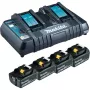 Makita DC18RD - Cargador + batería 4 x - Li-Ion - 6 Ah - 108 Wh - Carga de 2 baterías (199485-6)