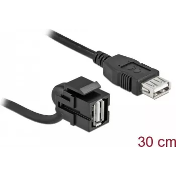 USB 2.0 conector hembra con cable negro DeLOCK 86869