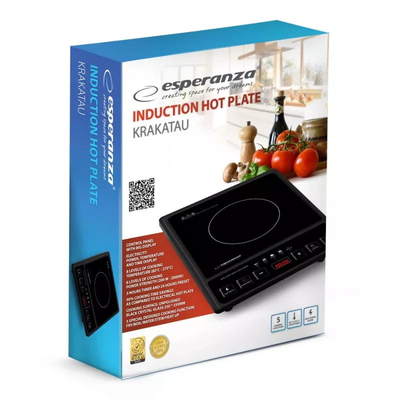 Placa Esperanza EKH011 negra superficie plana placa de inducción 1 zona(s) de cocción
