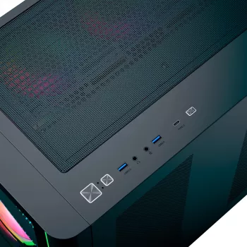Caja para PC torre AEROCOOL P500C EVO-G-BK-v1 con 2 paneles laterales de cristal templado, negro