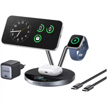 Anker Prime estación de carga inalámbrica Qi2.2 25W carga inalámbrica (3 en 1, MagGo, AirCool, soporte dock) incl. fuente de alimentación