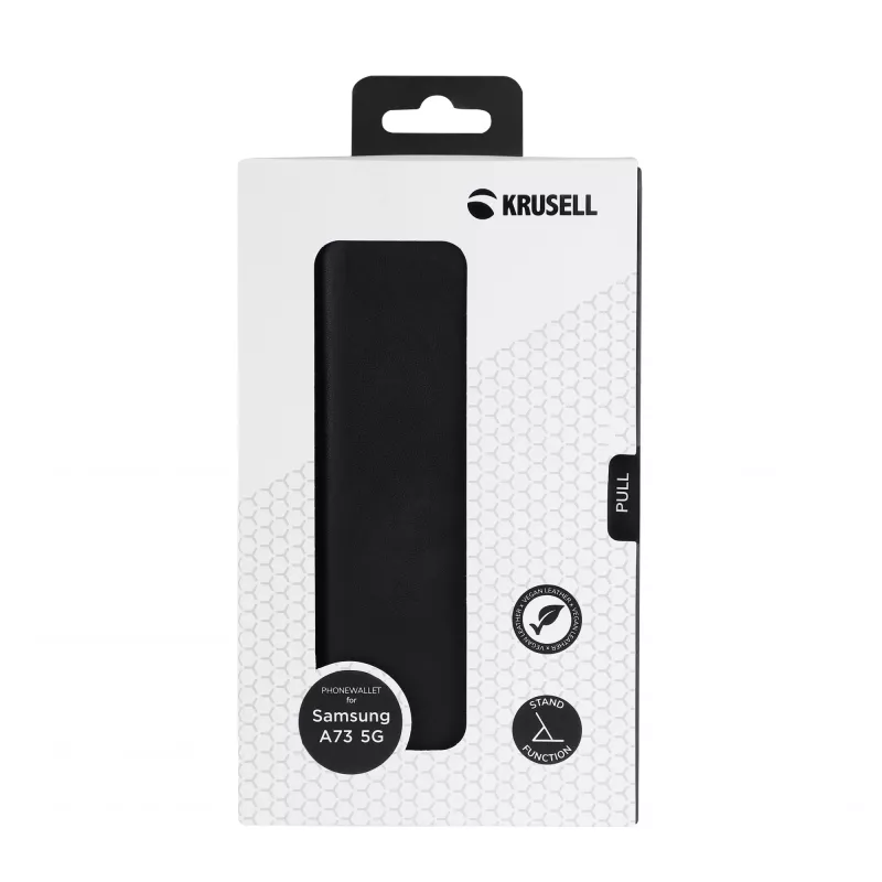 Krusell 62504 PhoneWallet funda para Samsung Galaxy A73 5G, 6,7", piel vegana, 3 ranuras para tarjetas, negra