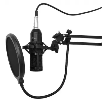 Micrófono para PC con cable MEDIA-TECH MT397K con entrada XLR, soporte de mesa, cable de 2,4 m, 20–20000 Hz, sensibilidad -32 dB