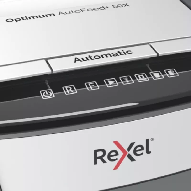 Rexel Optimum AutoFeed+ 50X Destructora de documentos con alimentación automática, Corte en partículas, P4