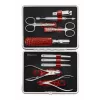 Zwilling Classic set de manicura de acero inoxidable – estuche de cuero, 10 piezas - rojo