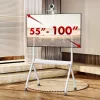 Soporte de TV de suelo MACLEAN MC-114 W para pantallas 55 inch–100 inch, blanco, VESA hasta 900x600, carga máxima 120 kg, altura 115–152 cm, estante