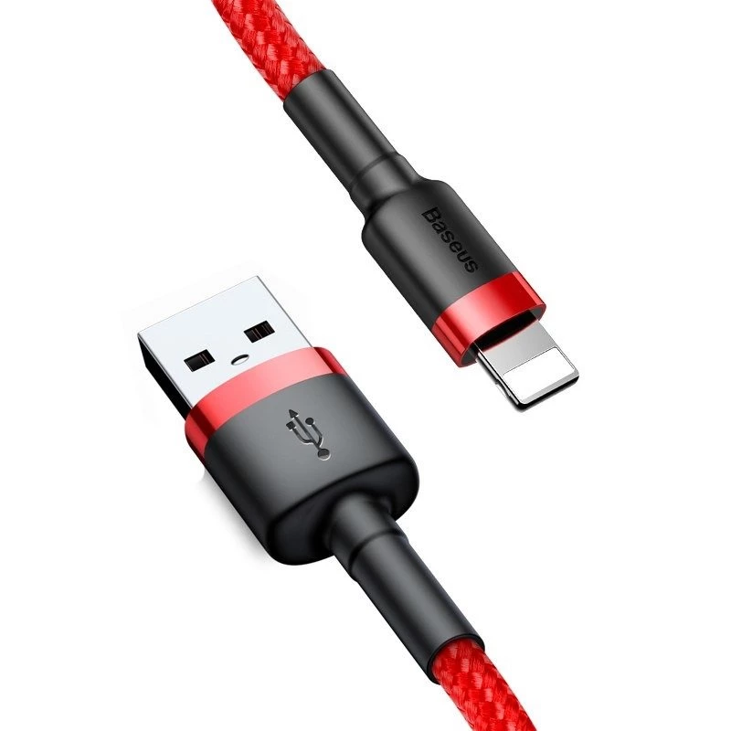 Cable USB Lightning Baseus Cafule 2,4A 1m (negro + rojo)