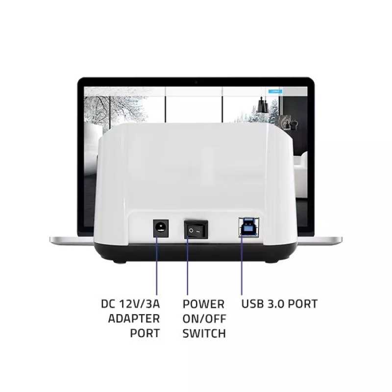 Qoltec 50309 base de acoplamiento HDD SSD 2.5 3.5 | SATA III | USB 3.0 | Super Speed 5 Gb/s | con función de clonación
